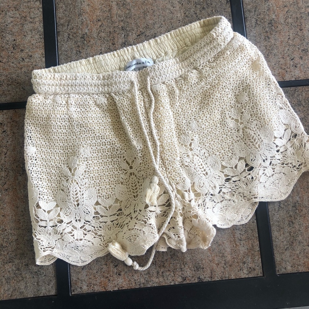 Abercrombie and Fitch Yellow Crochet Shorts